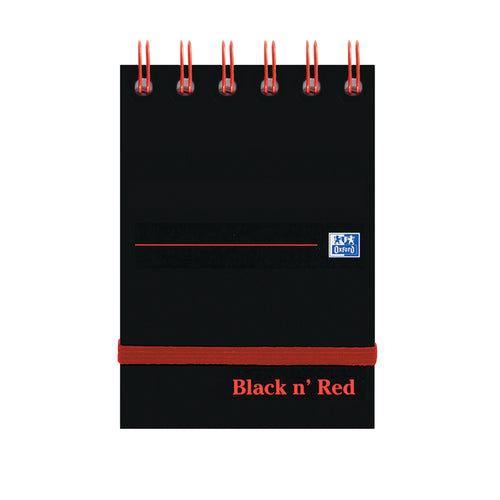 Black N Red Wirebound Ruled Elasticated Notepad 140 Pages A7 – (Pack of 5)