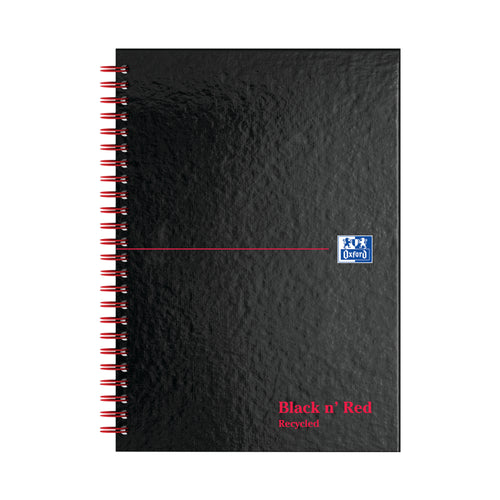 Black N Red Wirebound Recycled Ruled Hardback Notebook A5 – (Pack of 5)
