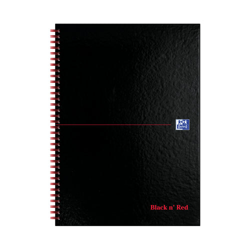 Black N Red Wirebound Ruled Perforated Hardback Notebook A4 – (Pack of 5)