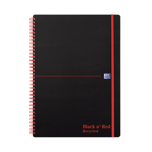 Black N Red Wirebound Recycled Polypropylene Notebook 140 Pages A4 – (Pack of 5)