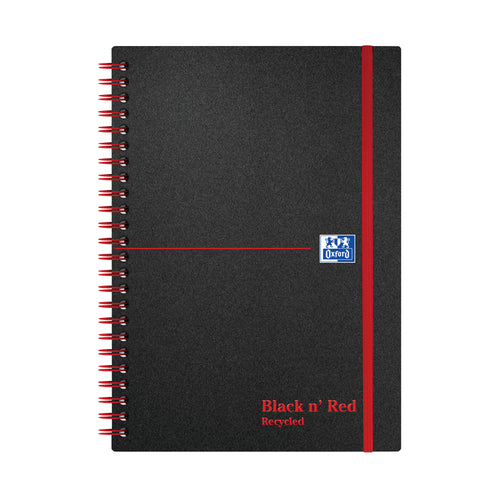 Black N Red Wirebound Recycled Polypropylene Notebook 140 Pages A5 – (Pack of 5)