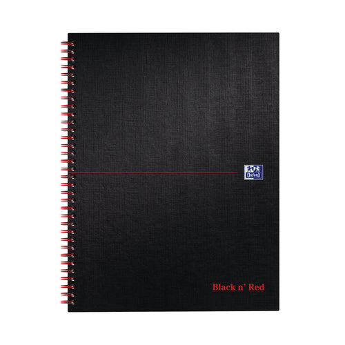 Black n' Red Wirebound Smart Ruled Hardback Notebook 140 Pages A4+ – (Pack of 5)