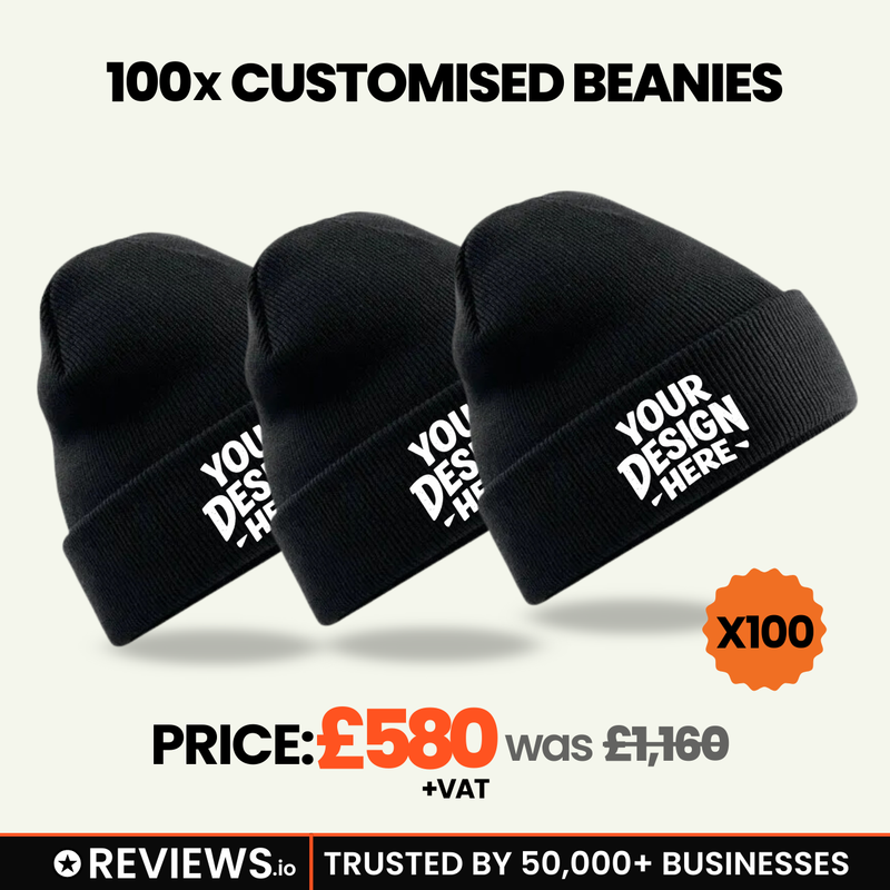 100x Embroidered Beanie Hats Bundle Deal
