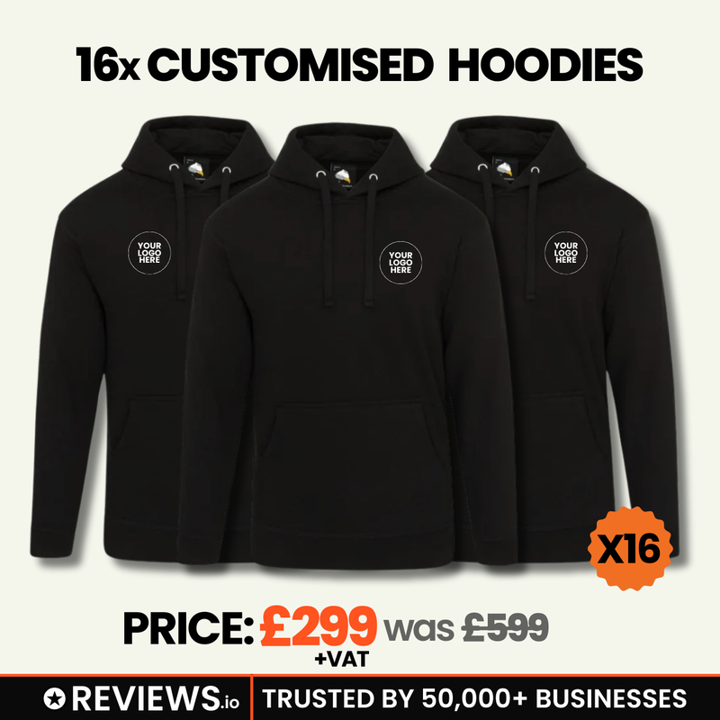 16x Personalised Embroidered Hoodies with Free Logo