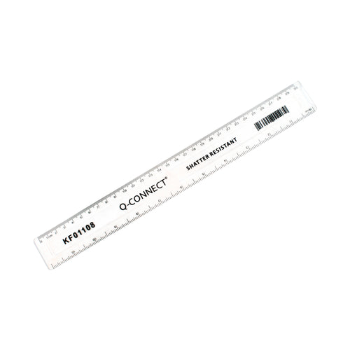 Q-connect Shatter Resistant Ruler 30cm Clear – (Pack of 10)