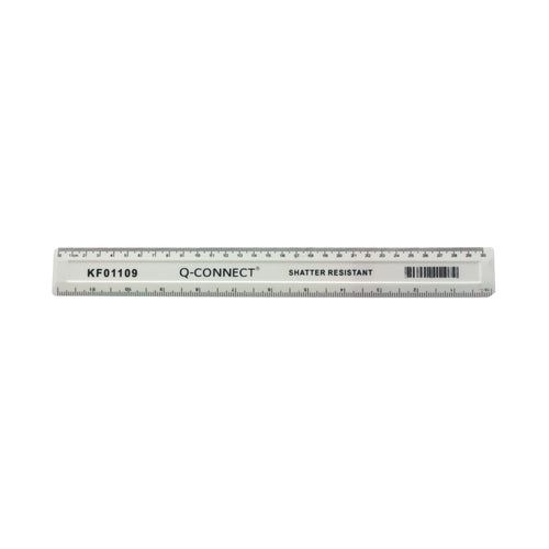 Q-connect Shatter Resistant Ruler 30cm White – (Pack of 10)