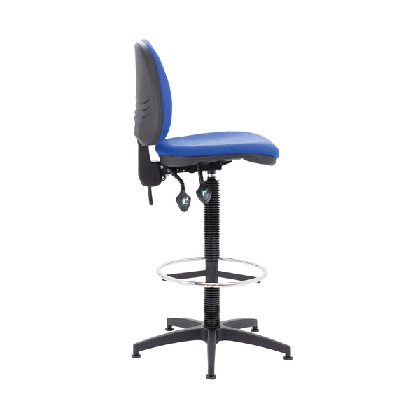 blue Arista draughtsman chair, designed for higher workstations.