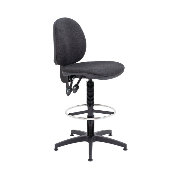 Arista medium-back draughtsman chair in charcoal with a fixed circular footrest.
