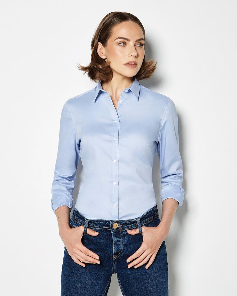 Kustom Kit KK782 Tailored Fit Stretch Oxford Long Sleeve