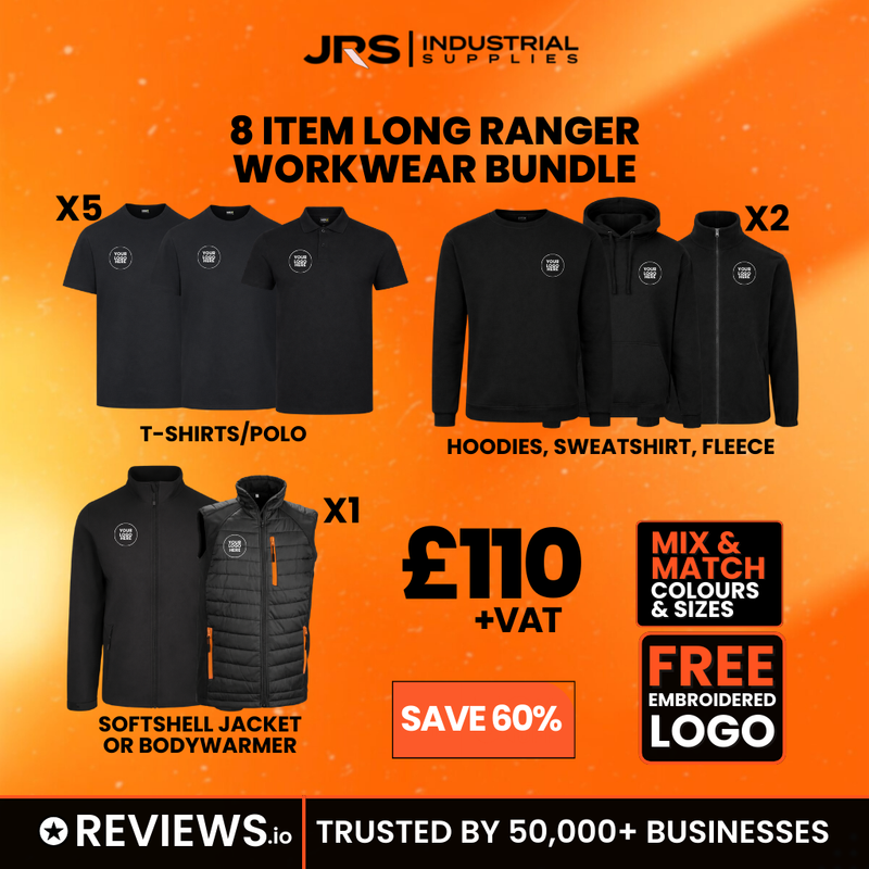 8 Item Lone Ranger Embroidered/Printed Workwear Bundle with Free Logo