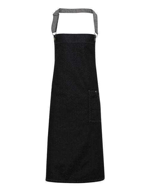 Premier Workwear District Waxed Look Denim Bib Apron - PR134M