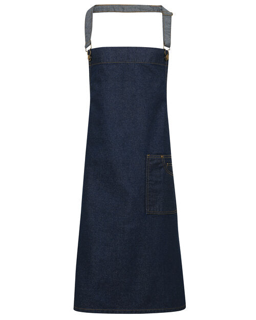 Premier Workwear District Waxed Look Denim Bib Apron - PR134M