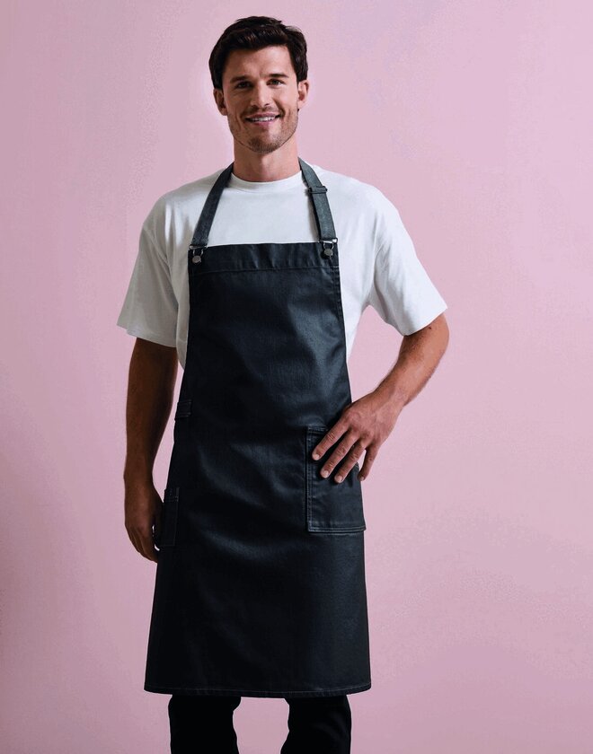 Premier Workwear District Waxed Look Denim Bib Apron - PR134M
