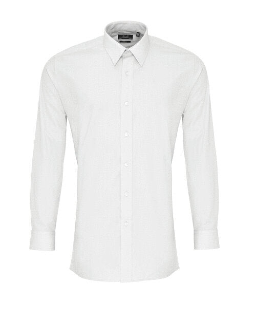 Premier Workwear Mens Long Sleeve Fitted Poplin Shirt - PR204M
