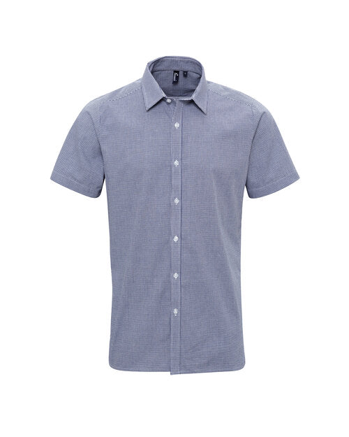 Premier Workwear Mens Short Sleeve Gingham Cotton Microcheck Shirt - PR221M