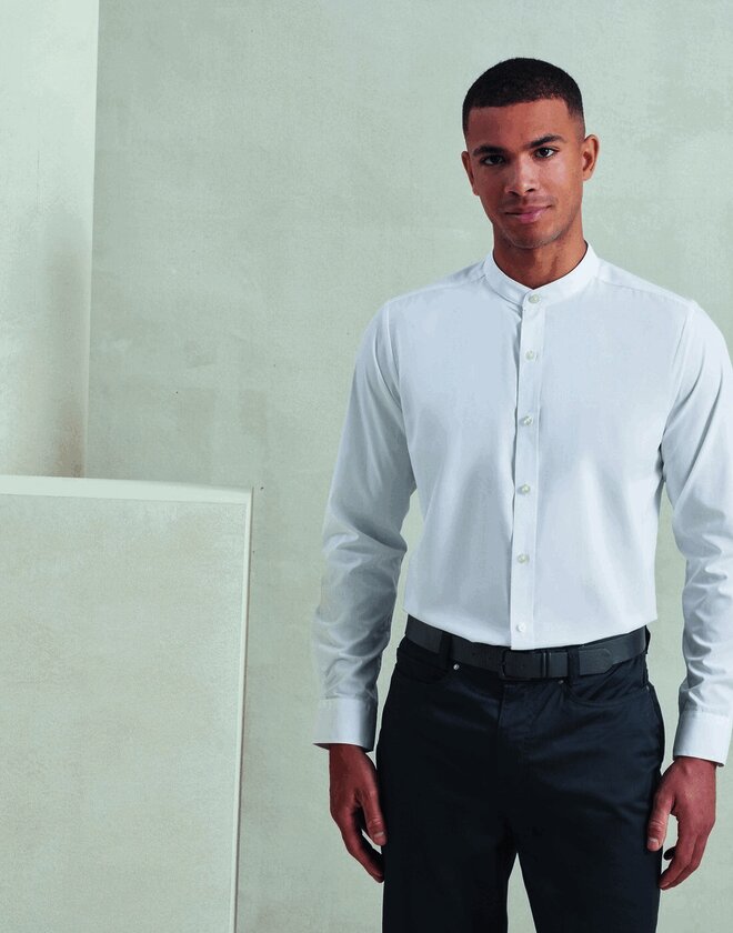 Premier Workwear Mens Banded Collar Grandad Shirt - PR258M