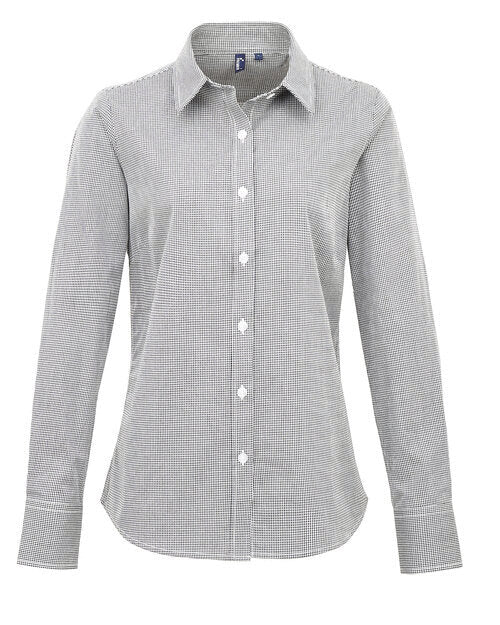 Premier Workwear Ladies Gingham Microcheck Long Sleeve Shirt - PR320M