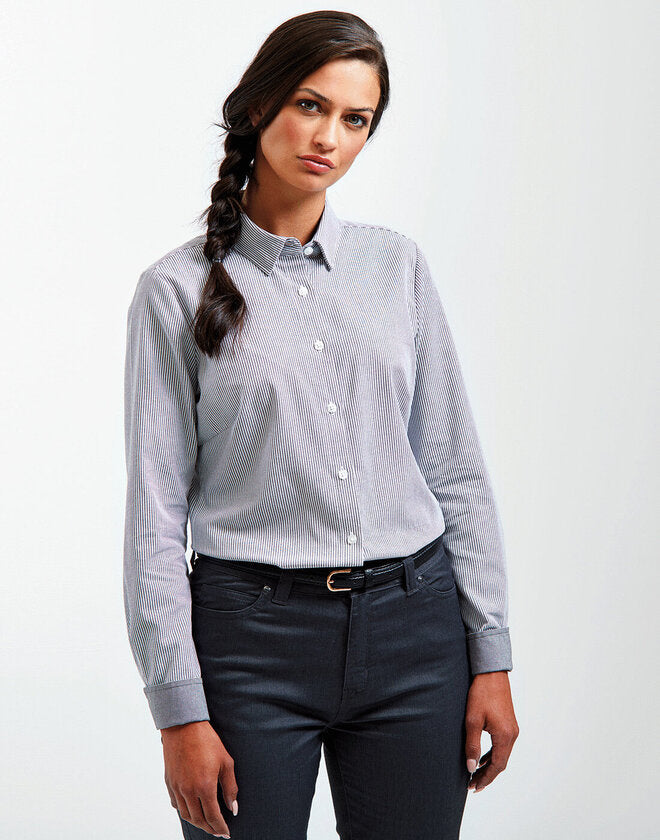 Premier Women's Cotton Rich Oxford Stripes Shirt