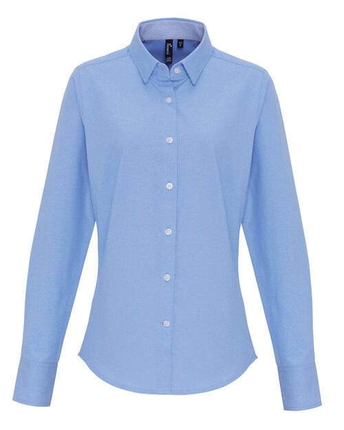 Premier Workwear Ladies Cotton Rich Oxford Stripes Shirt - PR338M