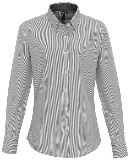 Premier Workwear Ladies Cotton Rich Oxford Stripes Shirt - PR338M