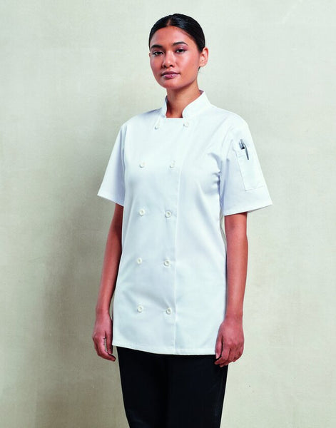 Premier Ladies Short Sleeve Chefs Jacket