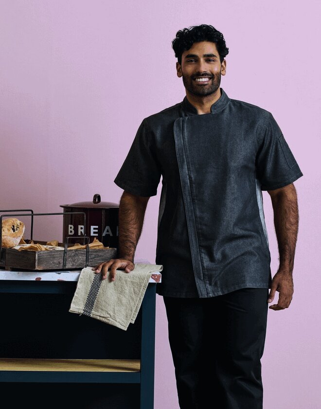 Premier Workwear Chefs Zip Close Short Sleeve Jacket - PR906M