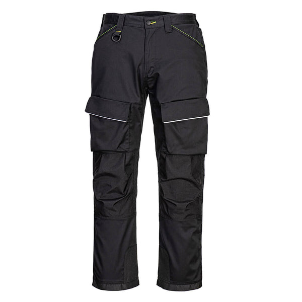 Black Portwest PW3 harness trousers (PW322) designed for working at height, with integrated harness points.