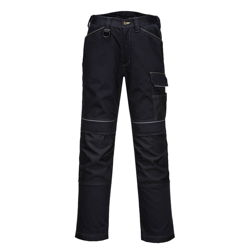 Black Portwest PW3 lined winter work trousers (PW358) providing thermal insulation without holster pockets.