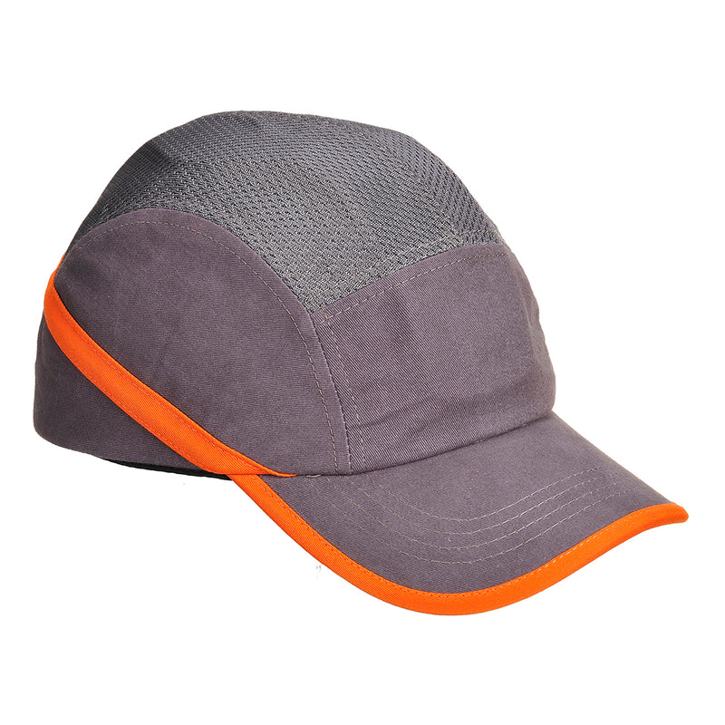 A grey Portwest Vent Cool bump cap (PW69) with black mesh for ventilation.