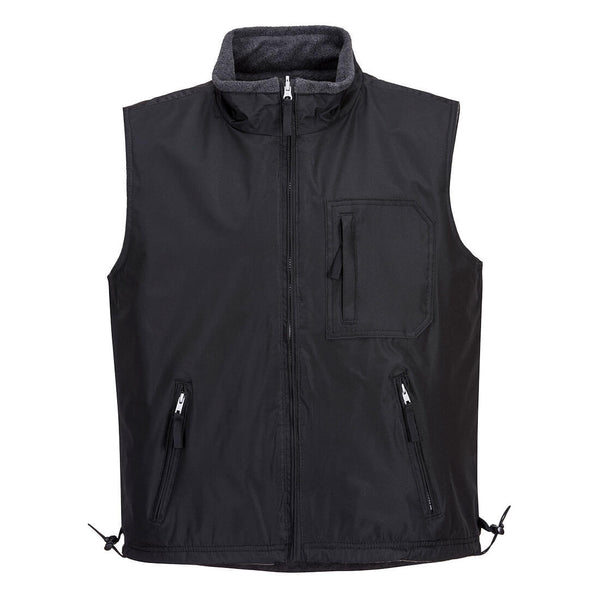 Portwest S418 RS reversible ripstop bodywarmer in black with fleece lining