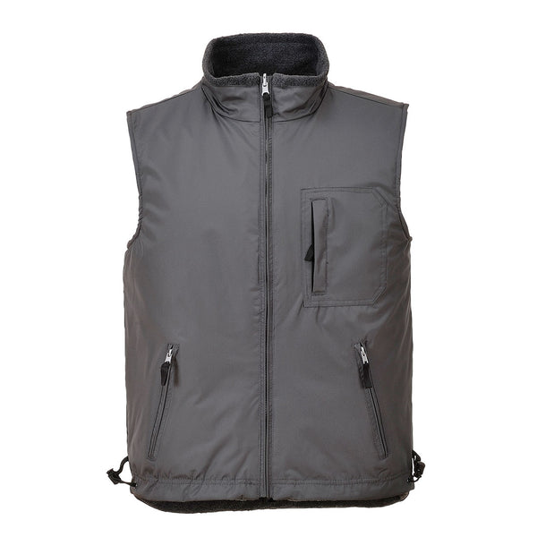 Portwest S418 RS reversible ripstop bodywarmer in grey with fleece lining
