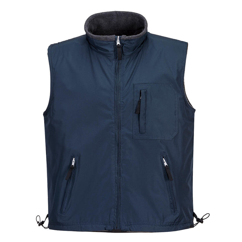 Portwest S418 RS reversible ripstop bodywarmer in navy with fleece lining