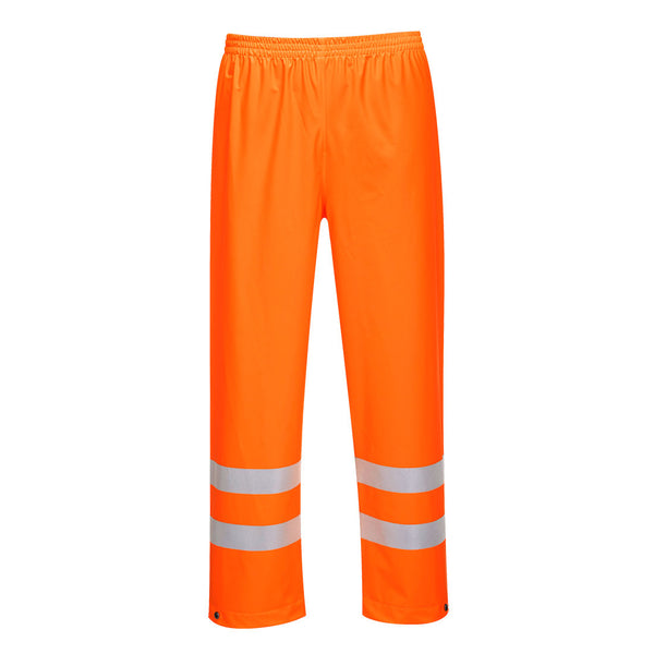 Portwest Sealtex Ultra Hi-Vis orange rain trousers with reflective tape