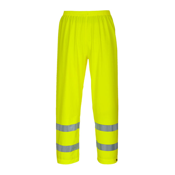 Portwest Sealtex Ultra Hi-Vis yellow rain trousers with adjustable hems