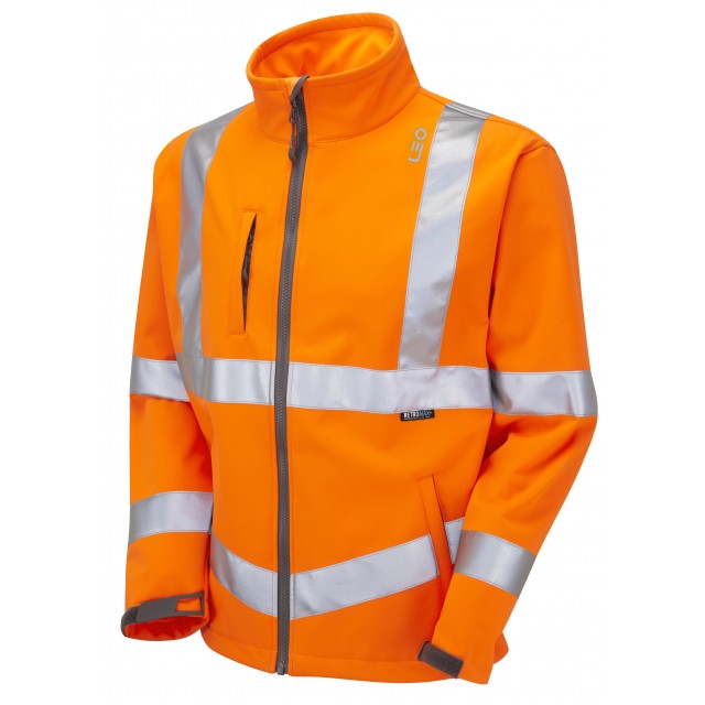 The removable inner Leo Workwear Buckland softshell jacket in hi-vis orange from the 3-in-1 Clovelly anorak system.