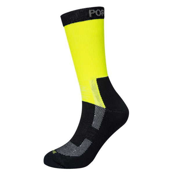 Portwest SK27 lightweight hi-vis yellow sock with breathable and cushioned design