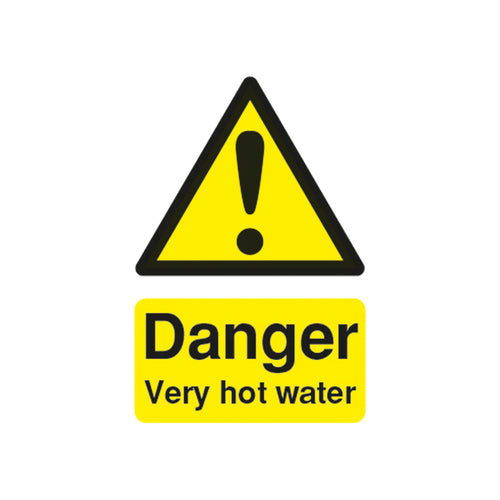 Signs and Labels Safety Sign Danger Very Hot Water 75x50mm Pvc Ha17343r