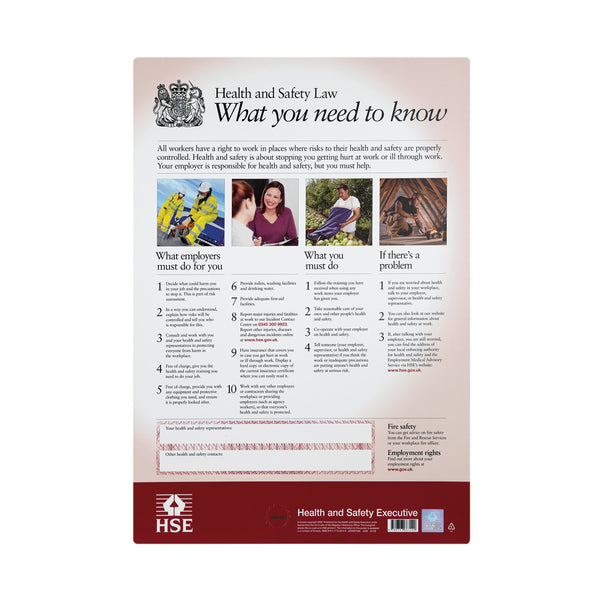 Signs and Labels Hse Health And Safety Law Poster A3 Fwc30
