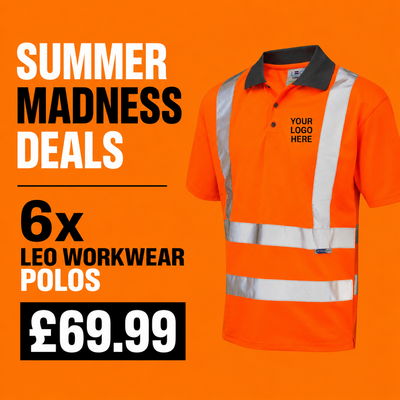 6x Embroidered Leo Workwear Premium Hi-Vis Polo Shirts Bundle