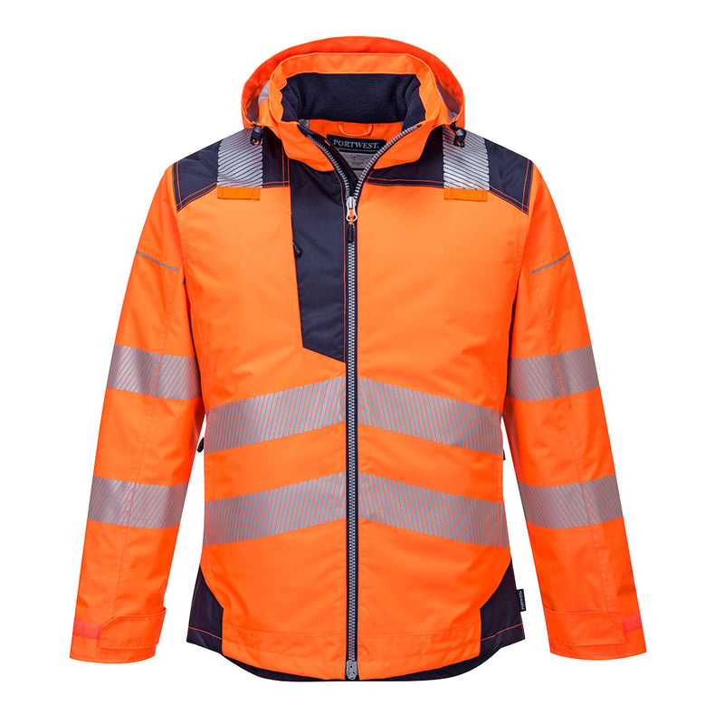 orange and grey Portwest PW3 hi-vis winter jacket.