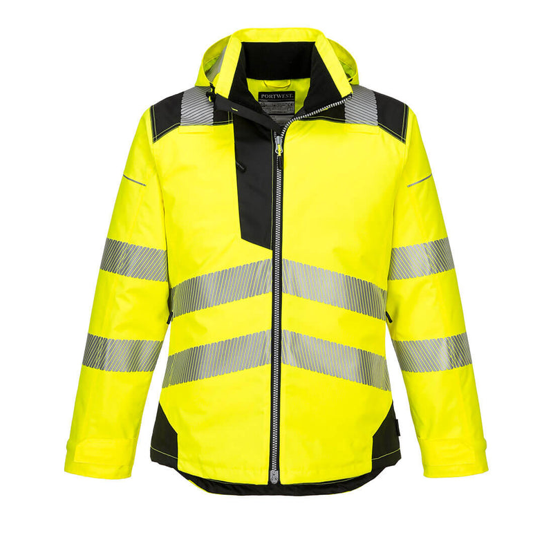 Portwest Winter Jacket in yellow and royal blue.