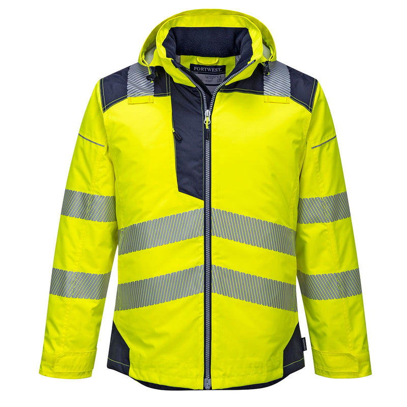Portwest Hi-Vis Winter Jacket in yellow and navy.