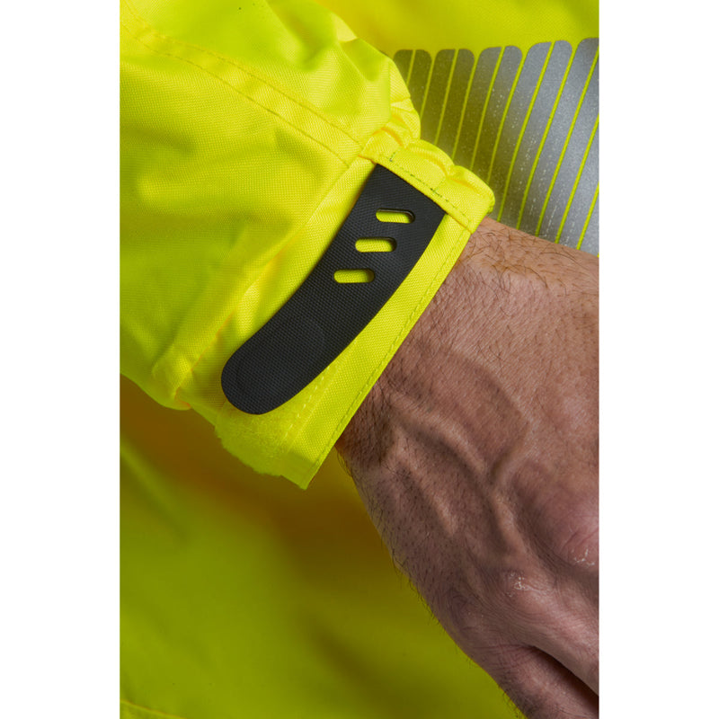 Man smiling while wearing the yellow Portwest PW3 hi-vis t-shirt.
