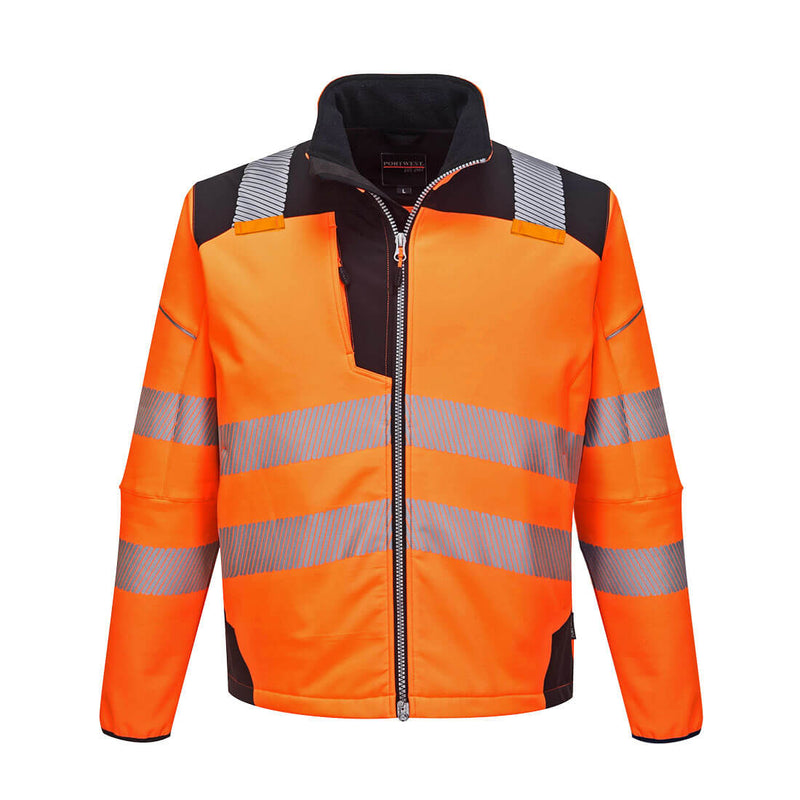 Portwest Hi-Vis Softshell jacket in orange and black.