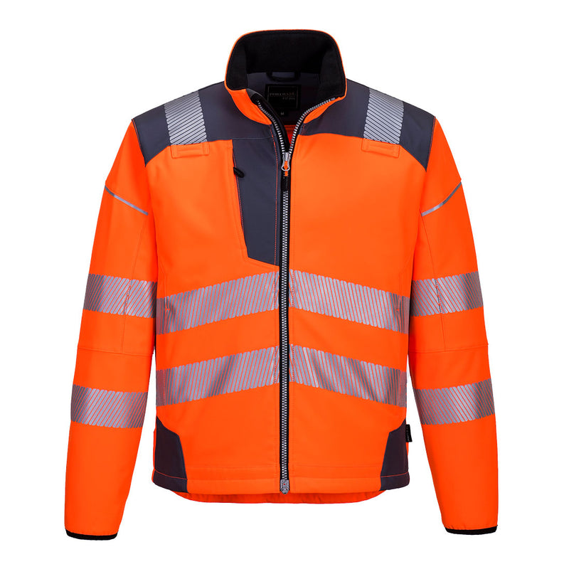 Portwest Hi-Vis Softshell jacket in orange and grey.