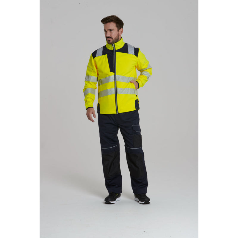 Worker wearing the Portwest Hi-Vis Softshell jacket.
