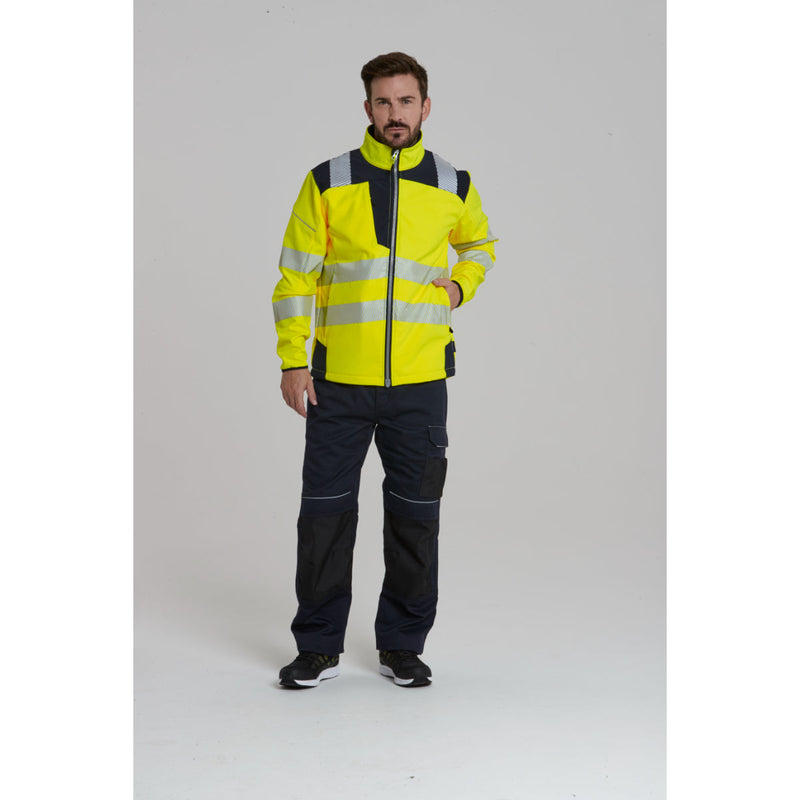 person wearing the Portwest Hi-Vis Softshell
