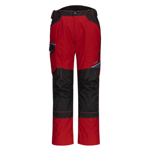 Dark red Portwest WX3 work trousers (T701) providing a bold and durable option for various trades.