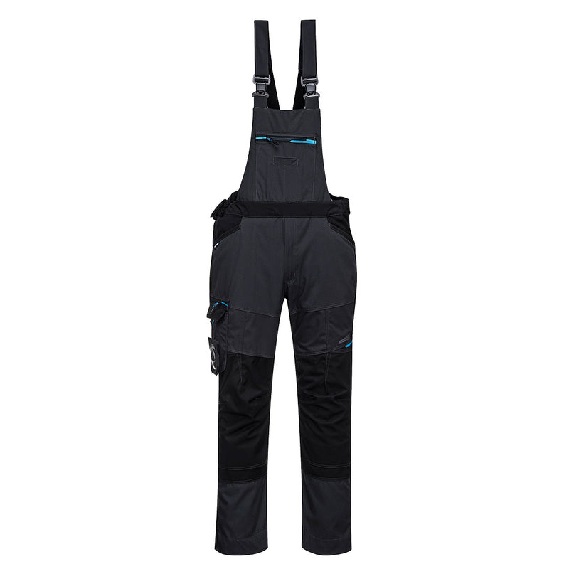 Portwest WX3 Bib and Brace (T704) in a sleek metal grey and black design for a professional look.