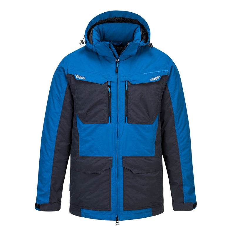 Portwest WX3 Winter Jacket in classic Persian blue.